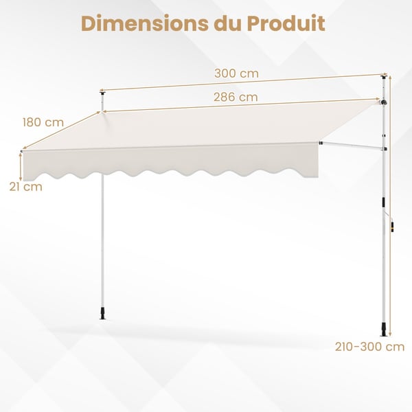 Markiisi, 300x120x210-300 cm, Musta , Star