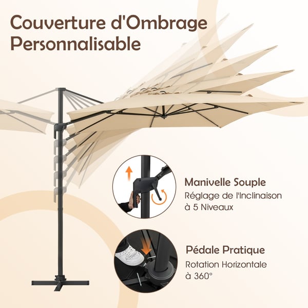 Terrasse Svingparasol, 294x294x255 cm, Beige , Star