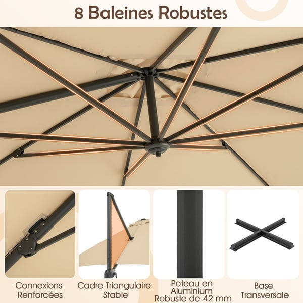 Terrasse Svingparasol, 294x294x255 cm, Beige , Star