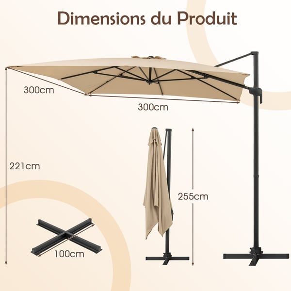 Terrasse Svingparasol, 294x294x255 cm, Beige , Star