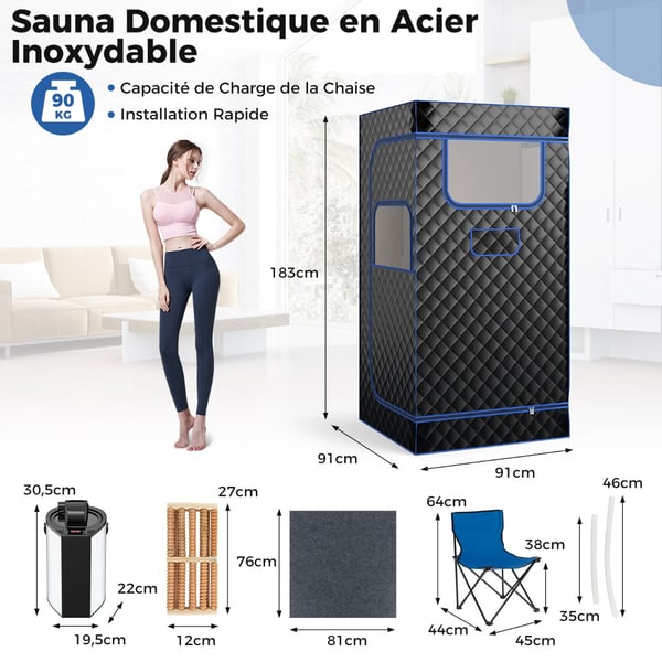 Transportabel dampsauna, 91x91x183 cm, Sort , Star