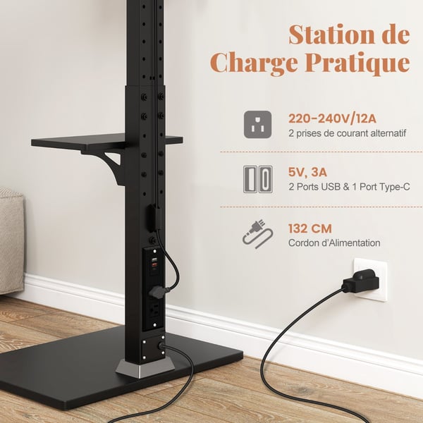 TV-lattiateline, 66x40x108-132 cm, Musta , Star