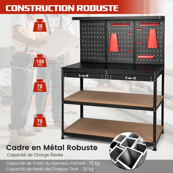 Arbejdsbord, 121x61x156 cm, Sort , Star