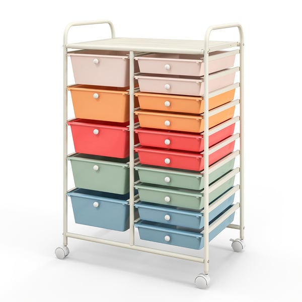 Praktisk rullende organisatorvogn, 15 skuffer, 64×37×88 cm, Multifarvet , Star
