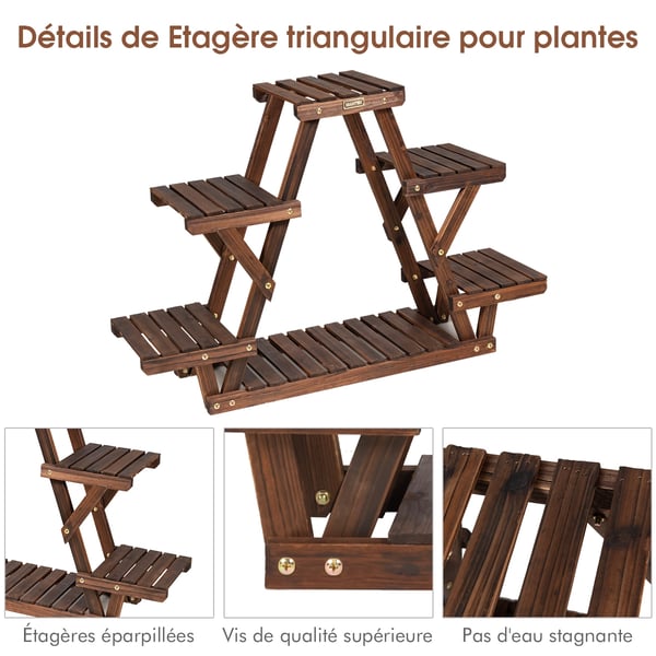 Træ Plantestativ, 39x10x25,5 cm, Carbonized , Star