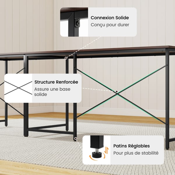 Skrivebord, vendbart L-formet skrivebord, 150x150x75 cm, kaffe , Star
