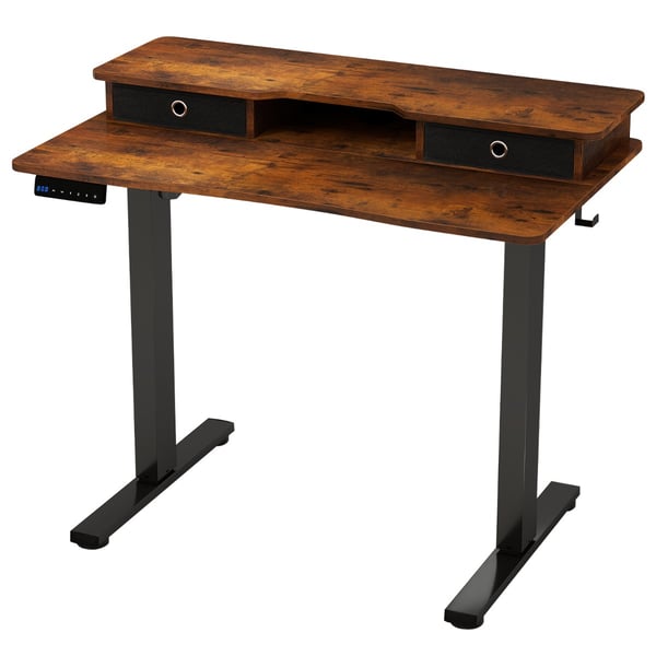 Stå-sidde skrivebord, 100x60x73-122 cm, Rustikt brun , Star