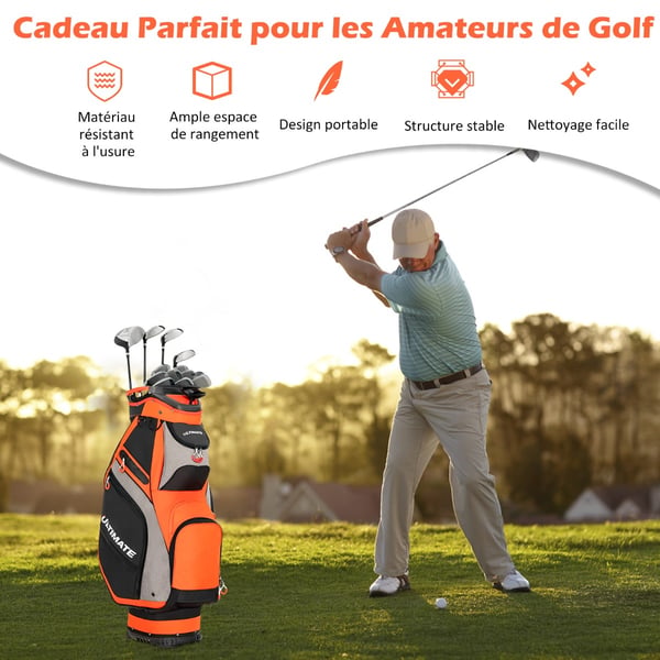 Golfstativtaske, 42x31x130 cm, Sort og Rød , Star