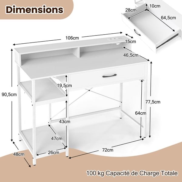 Computerskrivebord, 106x48x90 cm, Brun , Star