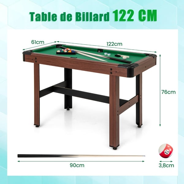 Billardspilbord, 1,2M Træ Billardspilbord, 122x61x76 cm, Grøn , Star