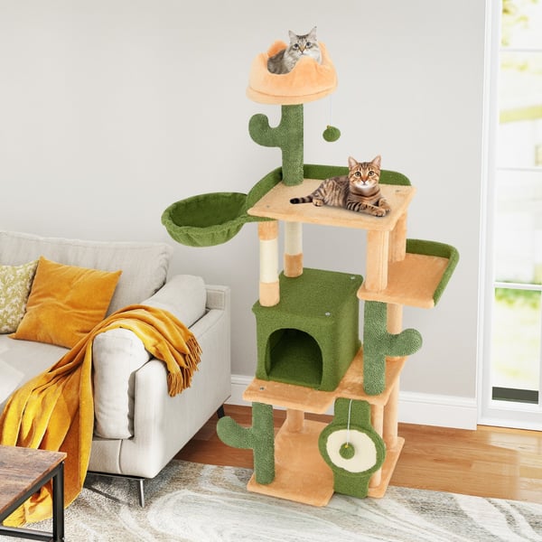 Kat Træ, 160×50×41 cm, Grøn + Orange , Star