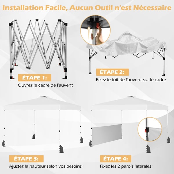 Pavillon, 300x300x266-286 cm, Hvid , Star