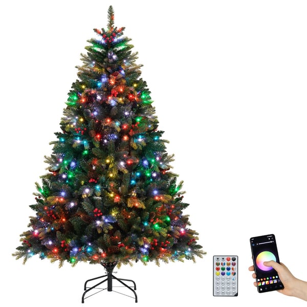 Kunstigt juletræ, forlyst, multifarvede RGB-lys , Star