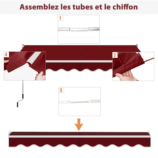 Markise, 3x2,5 m, Rød - materiale: Aluminiumlegeringsramme, polyesterstof med PA-belægning , Star
