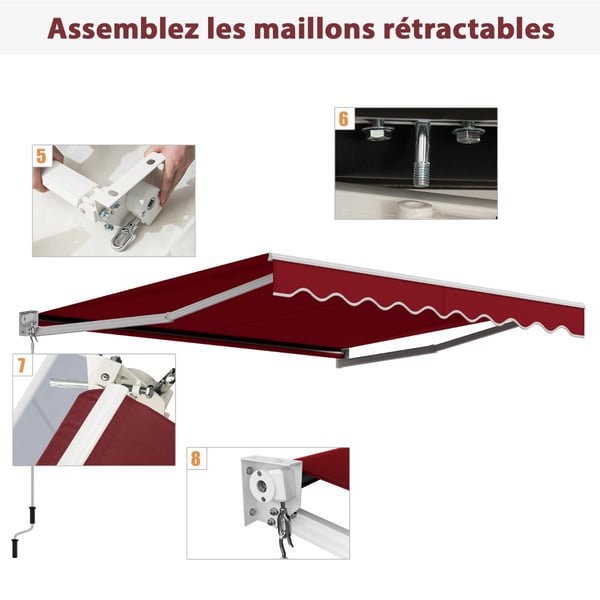Markise, 3x2,5 m, Rød - materiale: Aluminiumlegeringsramme, polyesterstof med PA-belægning , Star