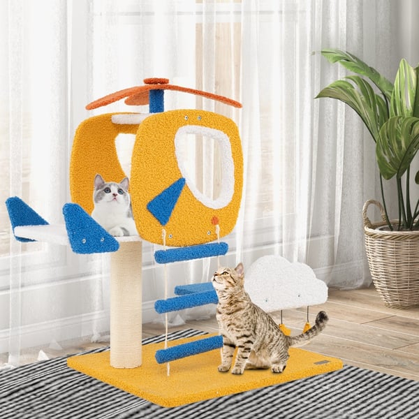 Katte træ, 58×48×76 cm, Blå Hvid Gul , Star