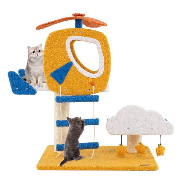 Katte træ, 58×48×76 cm, Blå Hvid Gul , Star