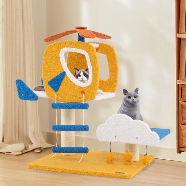Katte træ, 58×48×76 cm, Blå Hvid Gul , Star