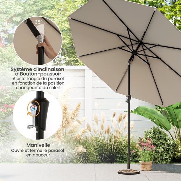 Uteparasoll, 270x270x240 cm, Beige , Star