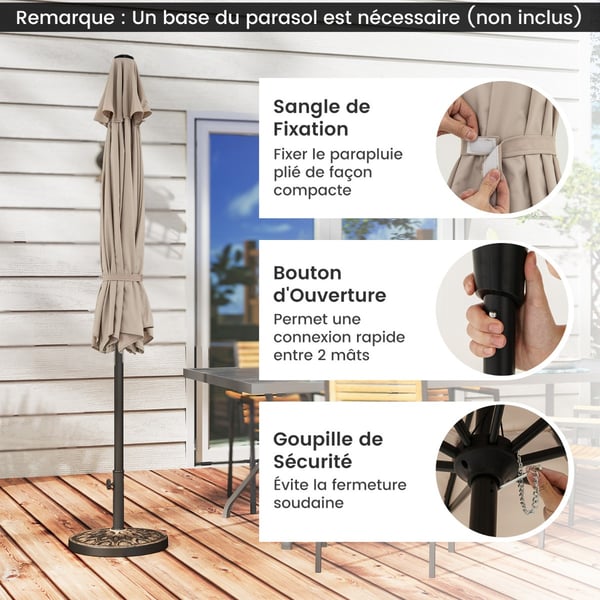 Uteparasoll, 270x270x240 cm, Beige , Star