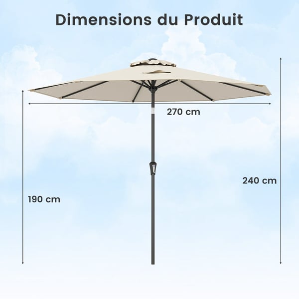 Uteparasoll, 270x270x240 cm, Beige , Star