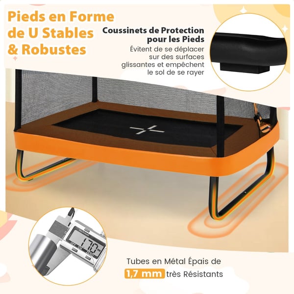 Børne trampolin med gynge og sikkerhedsnet, 190x122x210 cm, Orange , Star