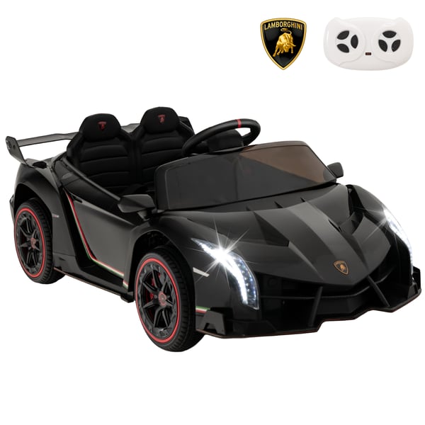 Elektrisk bil til børn, Lamborghini med fjernbetjening & LED-lygter & horn & musik, 111x61x45 cm, Sort , Star