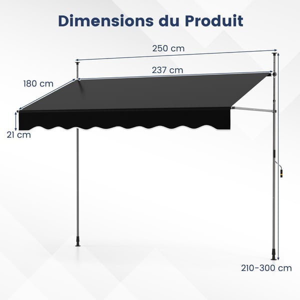 Markis, 250x120x210-300 cm, Svart , Star
