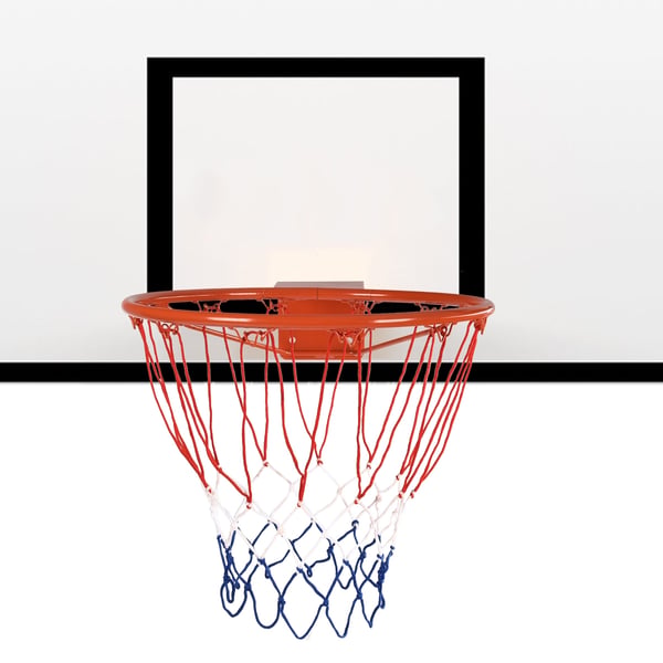 Basketballkurv og net, 56×46×13 cm, blå hvid og rød , Star