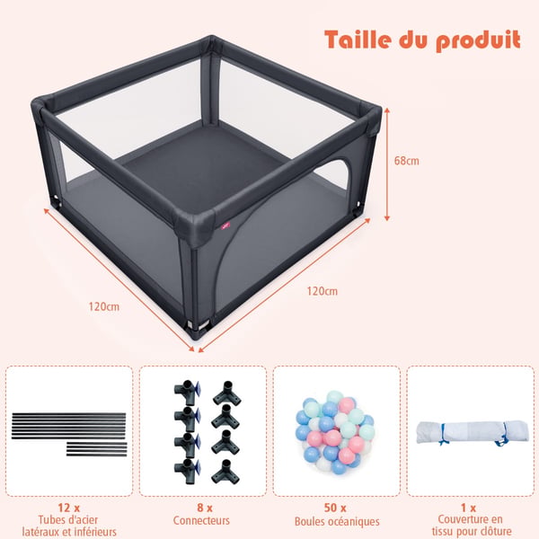 Legesæt, 120x120x68 cm - materiale: oxford-stof, stål, svamp , Star