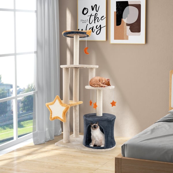 Katte træ, 60x41x128 cm, Beige/Mørkegrå/Orange , Star