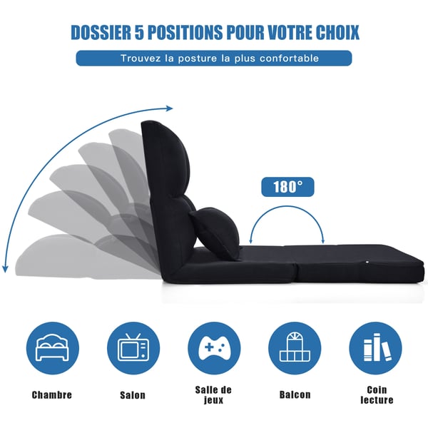 Sovesofa, 61x72x61 cm, 180x61x11 cm, Sort , Star
