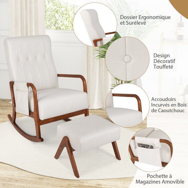 Gungstol med fotpall, 65x97x104 cm, beige , Star