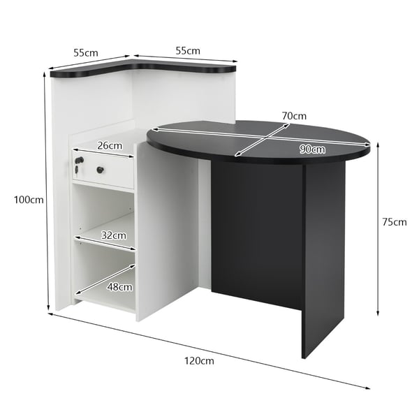 Reception Skranke, 120x70x100 cm, Sort og Hvid , Star