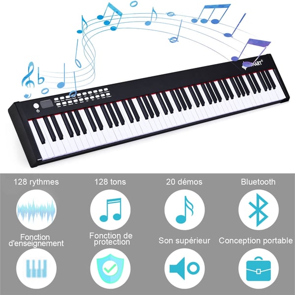 Digitalt klaver keyboard, 127x21.5x6.5 cm, Sort/Hvid , Star