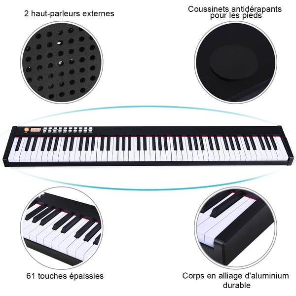 Digitalt klaver keyboard, 127x21.5x6.5 cm, Sort/Hvid , Star