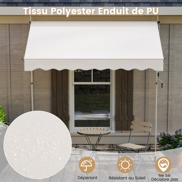 Markise, 250x120x210-300 cm, Hvid , Star
