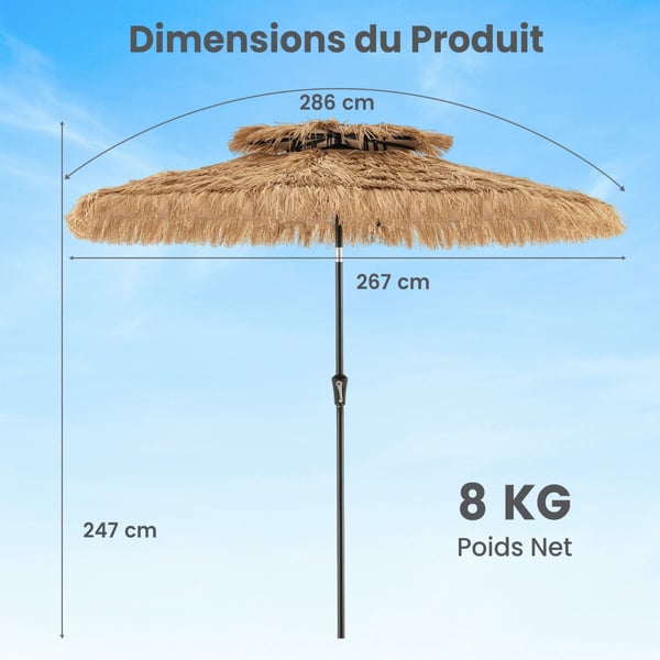 Parasol, 267x247 cm, Naturlig , Star