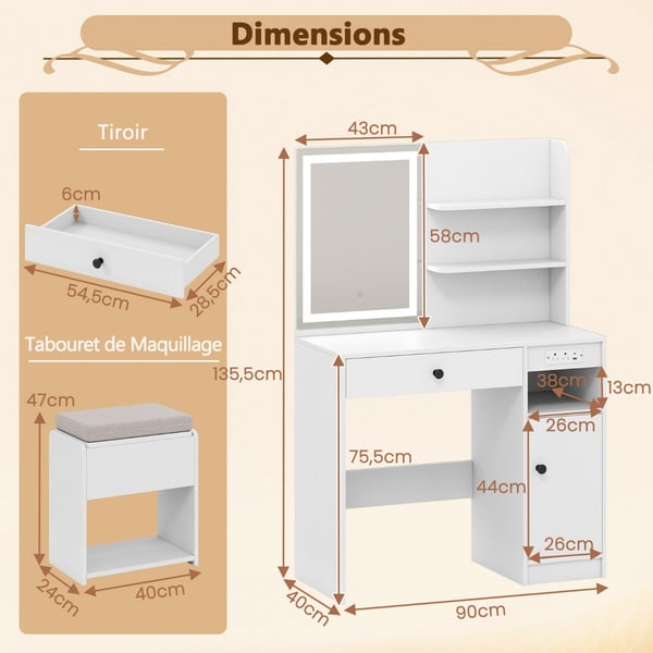 Toiletskab, 3 belysncmgscmdstillcmger, hvid , Star