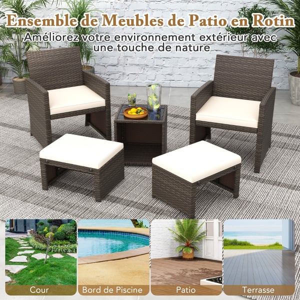 Rattanmøbelssæt, 59x53,5x77,5 cm, 40x40x40 cm, 49x40x33 cm, Brun og Hvid , Star