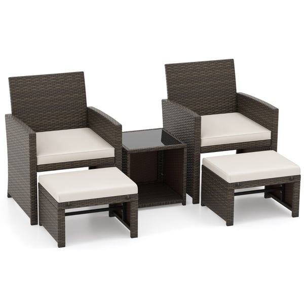 Rattanmøbelssæt, 59x53,5x77,5 cm, 40x40x40 cm, 49x40x33 cm, Brun og Hvid , Star