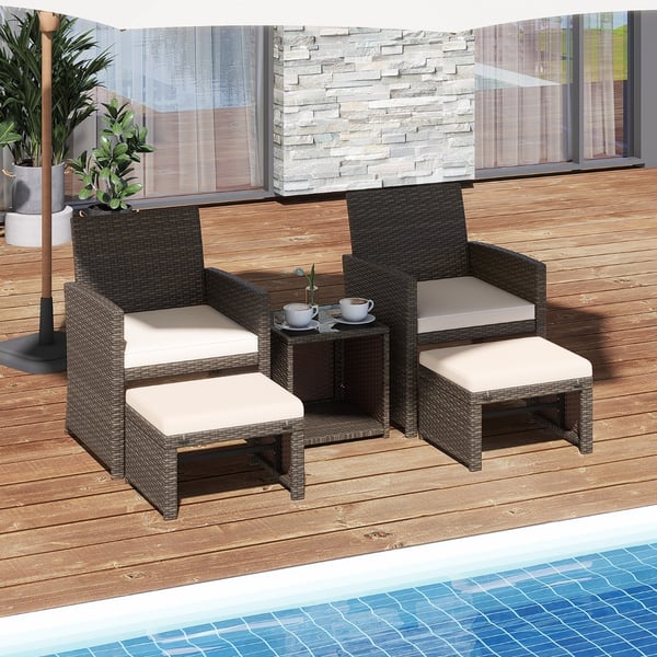 Rattanmøbelssæt, 59x53,5x77,5 cm, 40x40x40 cm, 49x40x33 cm, Brun og Hvid , Star
