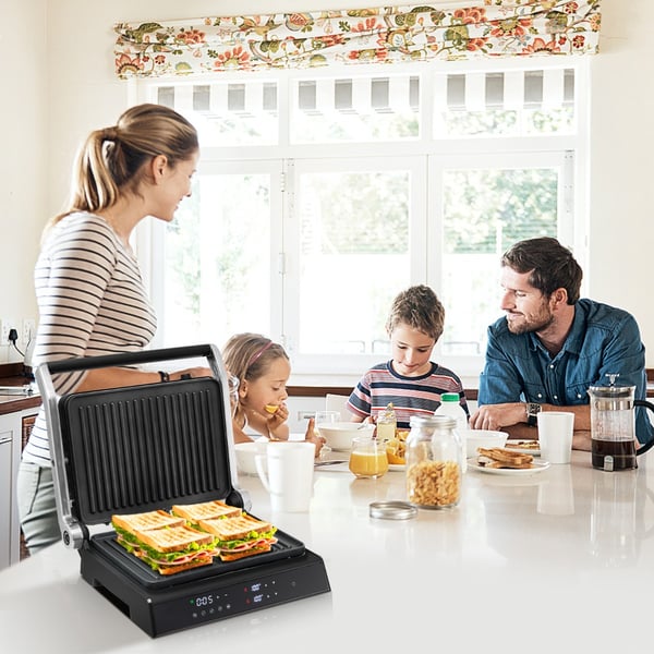Elektrisk grill, 3-i-1 1200W Panini-pressgrill, 35x30x14 cm, sort , Star