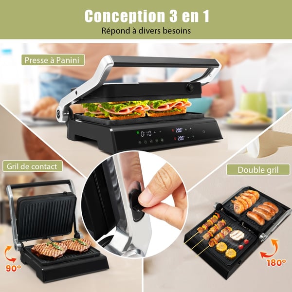 Elektrisk grill, 3-i-1 1200W Panini-pressgrill, 35x30x14 cm, sort , Star