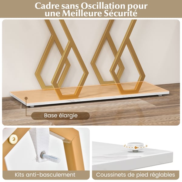 Konsolbord, 100x30x79 cm, Hvid & Guld , Star