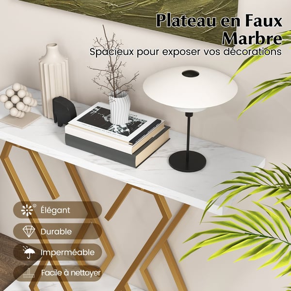 Konsolbord, 100x30x79 cm, Hvid & Guld , Star