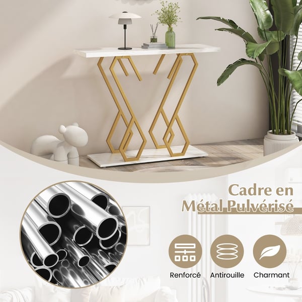 Konsolbord, 100x30x79 cm, Hvid & Guld , Star