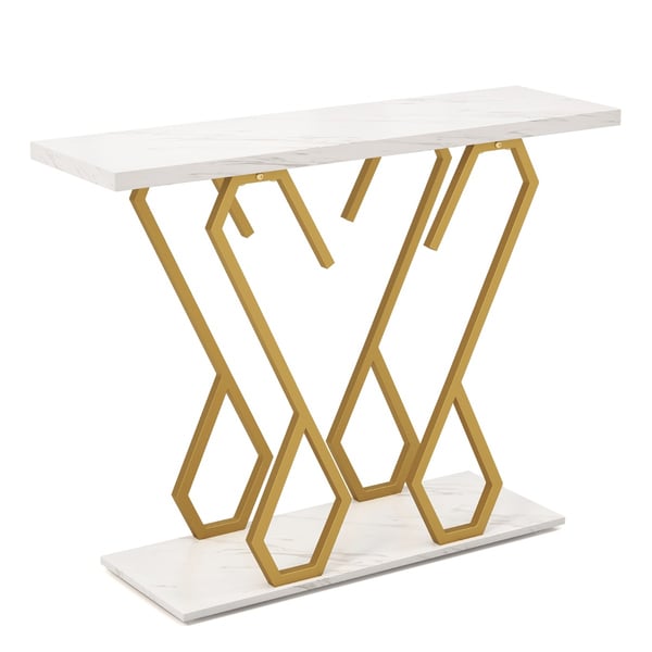 Konsolbord, 100x30x79 cm, Hvid & Guld , Star