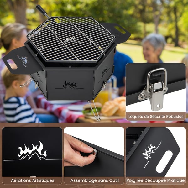 Transportabel kulgrill, 76×74×38 cm, Sort , Star