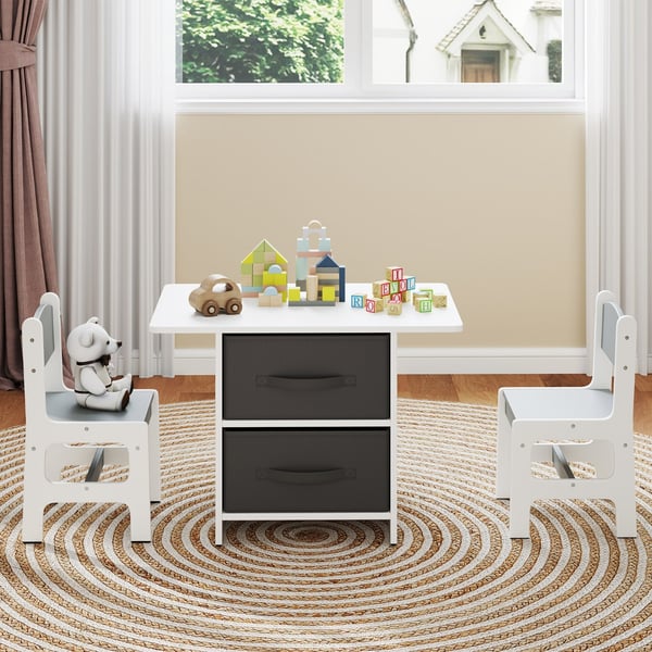 Barnbord och Stolar Set, 71x48x50 cm, Grå , Star